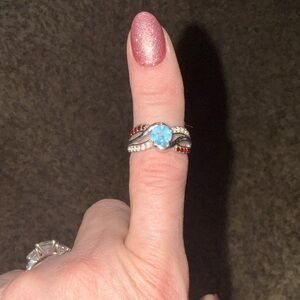 The Bradford Exchange Silver Ring with Blue and Red Accents, sterling silver